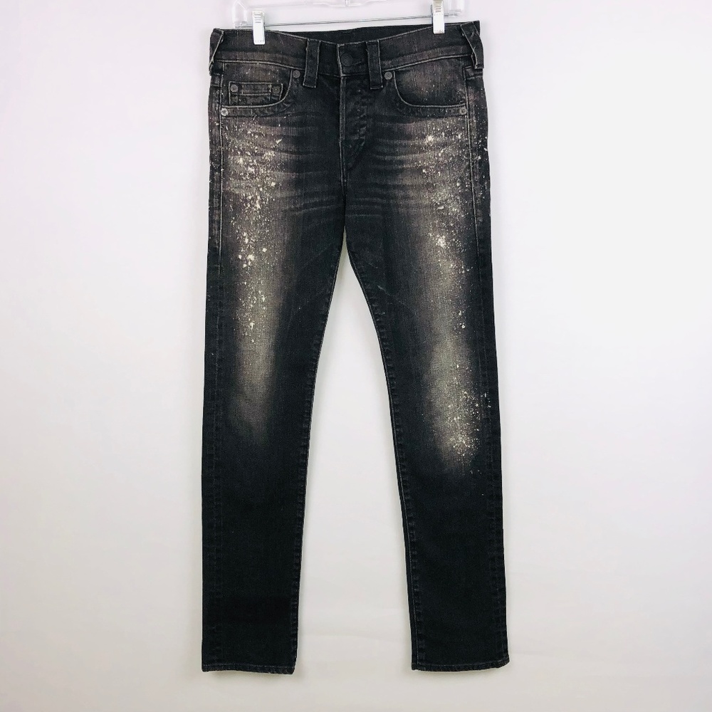 True Religion Black Skinny Jeans with White Accents